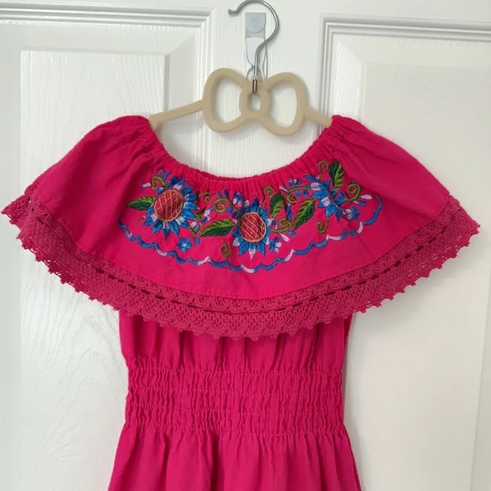Vibrant Pink Floral Kids Dress